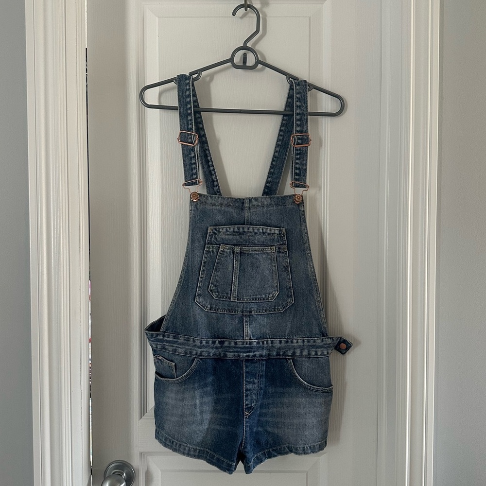 Zara Denim Blue Overall Shorts